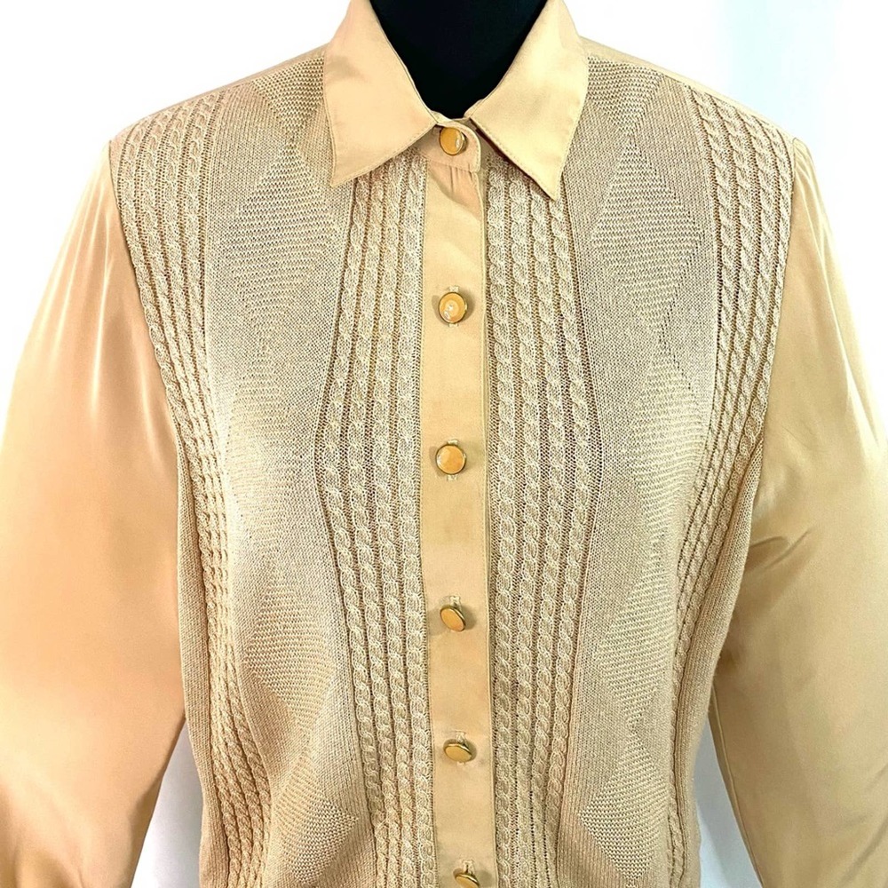 Philippe Marques Tan Pullover Button Front Sweater - image 3